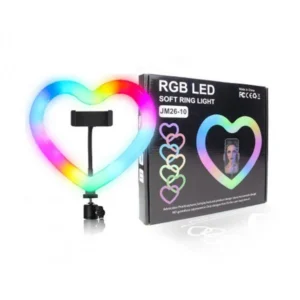 Кольцевая светодиодная Led Лампа JM26 RGB Сердце + штатив 24см