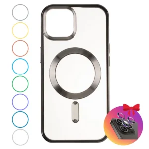 Чехол Chrome Crystal MagSafe для iPhone + линзы на камеру